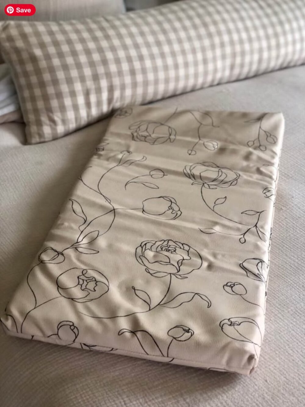 New Gathre Leather Peony Print Padded Micro + Changing Mat with Cloth Bag